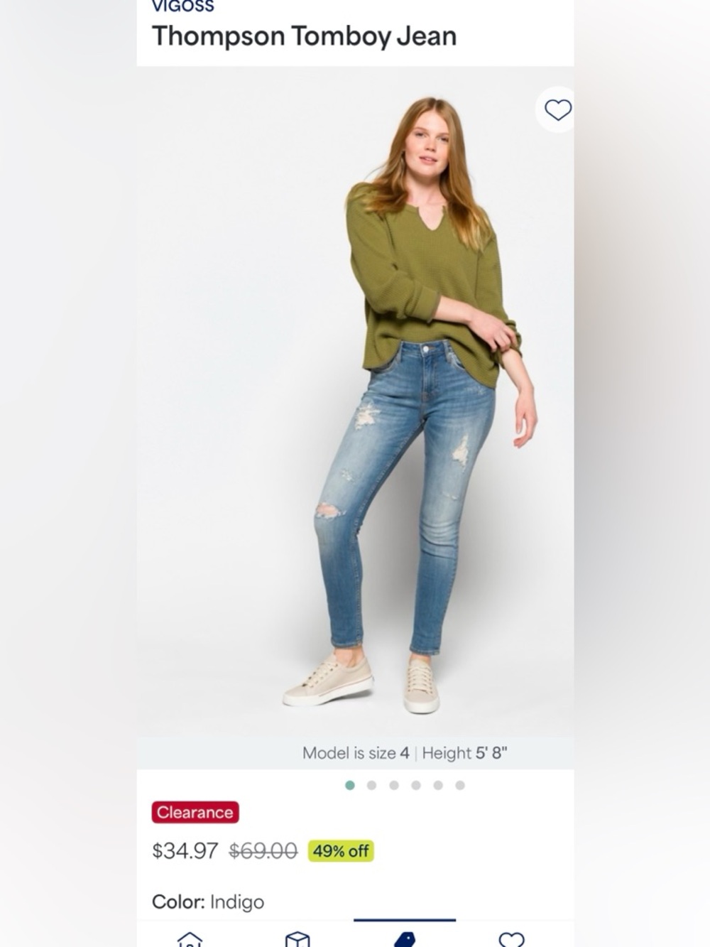 Vigoss Skinny Jeans in Indigo with Light Distress